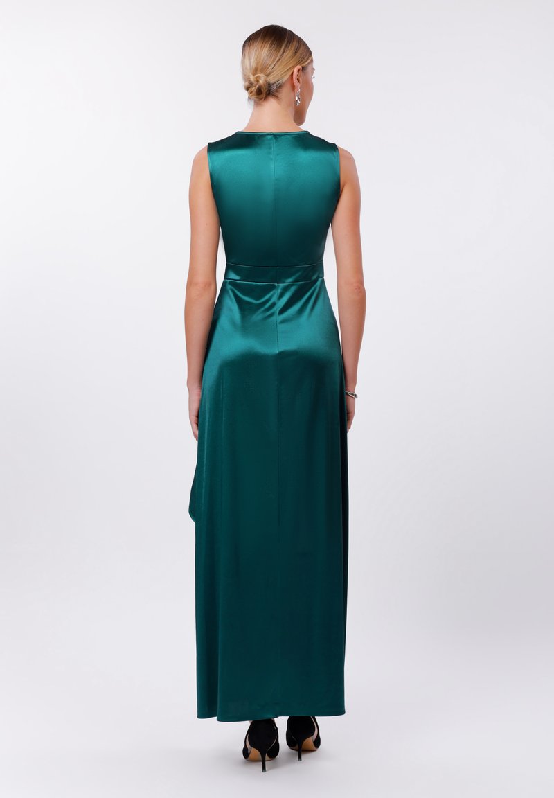 sachin and babi light blue dress A-line Emerald Green Tiered Women Maxi Shirtdress Long Sleeved Tunic Dress  Ruffled Dress Emerald Green Dress Long Sleeve Dress Drape Dress main image 1