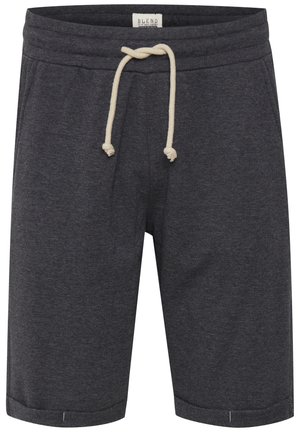 Sive bombažne kratke hlače s vrvico v svetli bež barvi. Imajo sproščen dizajn, dolžino do kolen in enakomerno teksturo.