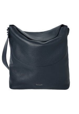 Soft black leather shoulder bag with a rounded top and a single strap, featuring subtle stitching and a small brand logo near the bottom.