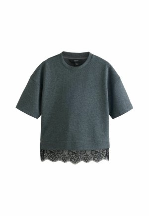 Next, REGULAR FIT - COSY LACE TRIM SHORT SLEEVE TOP - Print T-shirt - grey