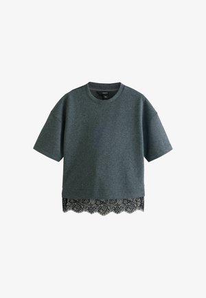 Next, REGULAR FIT - COSY LACE TRIM SHORT SLEEVE TOP - Print T-shirt - grey