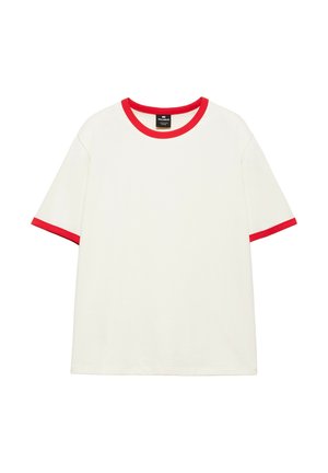 PULL&BEAR, RINGER T-SHIRT WITH CONTRAST RIBBING - T-shirt basique - red