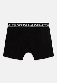Čierne bavlnené boxerské šortky so soft pásom, na ktorom je biely nápis "VINGINO INDIGO Est. 97." Hladká textúra a štandardný strih.