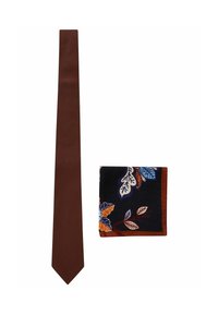 Next REGULAR SET - Nosinaitė į švarko kišenę - rust brown floral