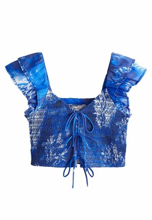 PUFF SLEEVE TIE FRONT  - Blus - blue