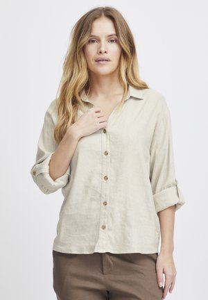 PULZ LUCA - Button-down blouse - sandshell melange