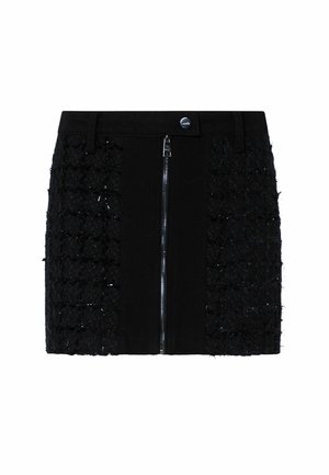 LIU JO, LIU JO BOUCLÉ MINI SKIRT WITH ZIP - Minijupe - black