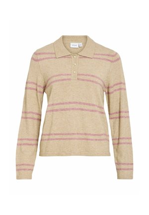 VILA, POLO SHIRT VIRIL KNITTED - Pullover - natural melange