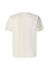 T-shirt à manches courtes et col rond en coton de couleur blanc cassé. Présente un dos uni sans motifs ni embellissements.