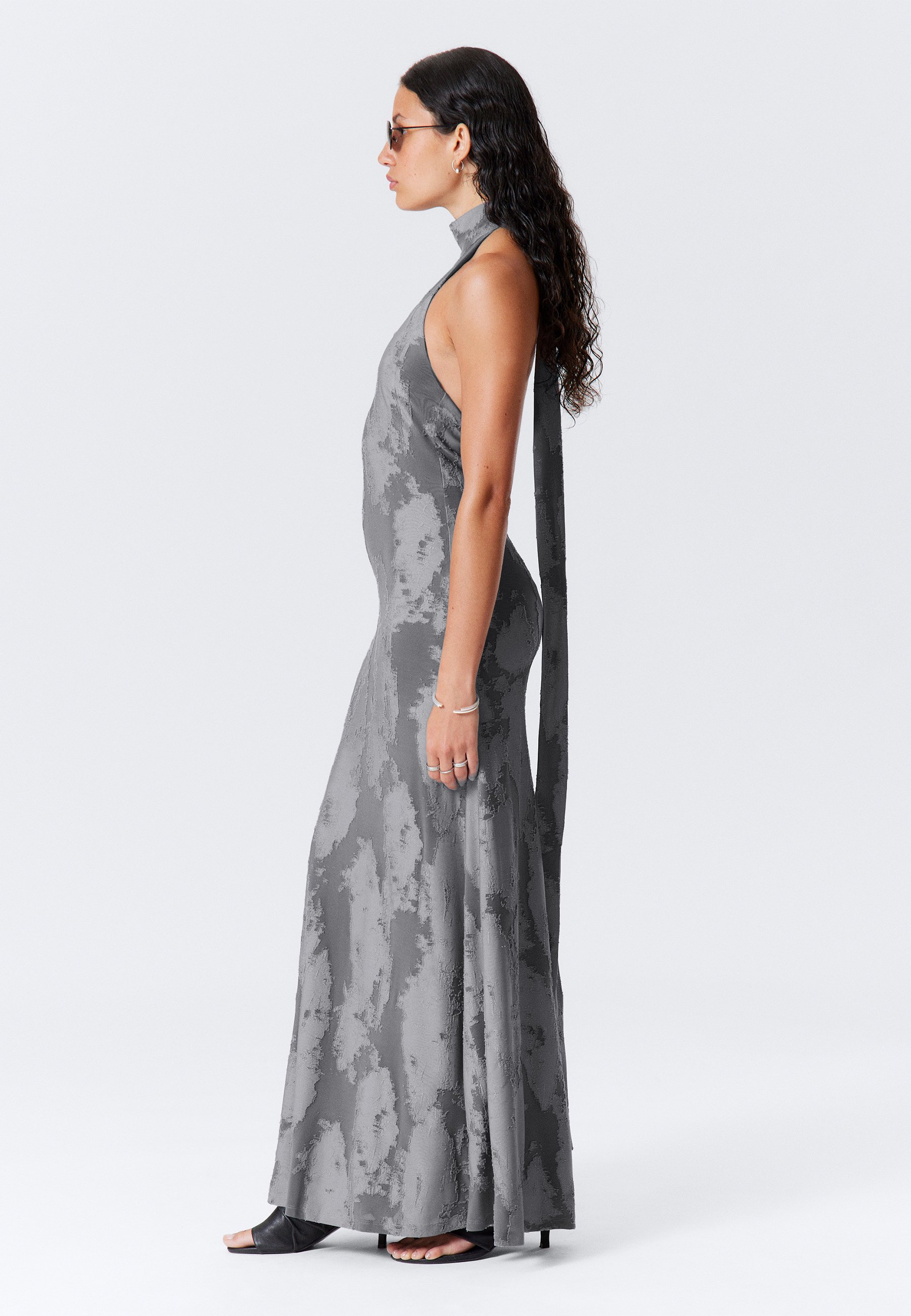 Weekday JACQUARD DRESS - Day dress - grey medium dusty/brown - Zalando.co.uk