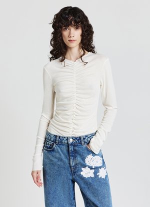 ARRICCIATA - Maglietta a manica lunga - gesso