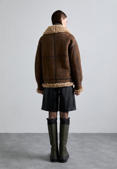 Bally Leren jas - midbrown/beige