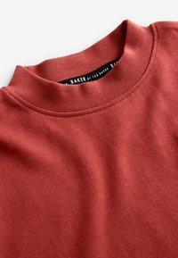 Mikina s kulatým výstřihem v barvě rezavé s viditelným šitím a černou vnitřní nášivkou s nápisem "BAKER by Ted Baker."