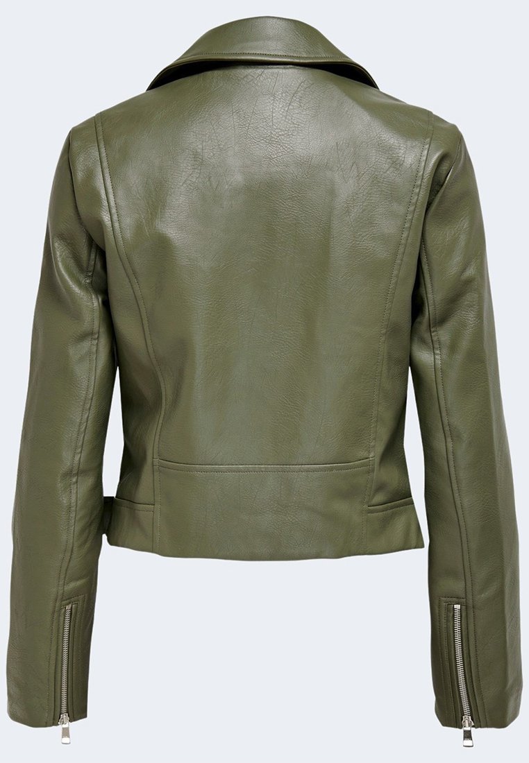 olive color leather jacket