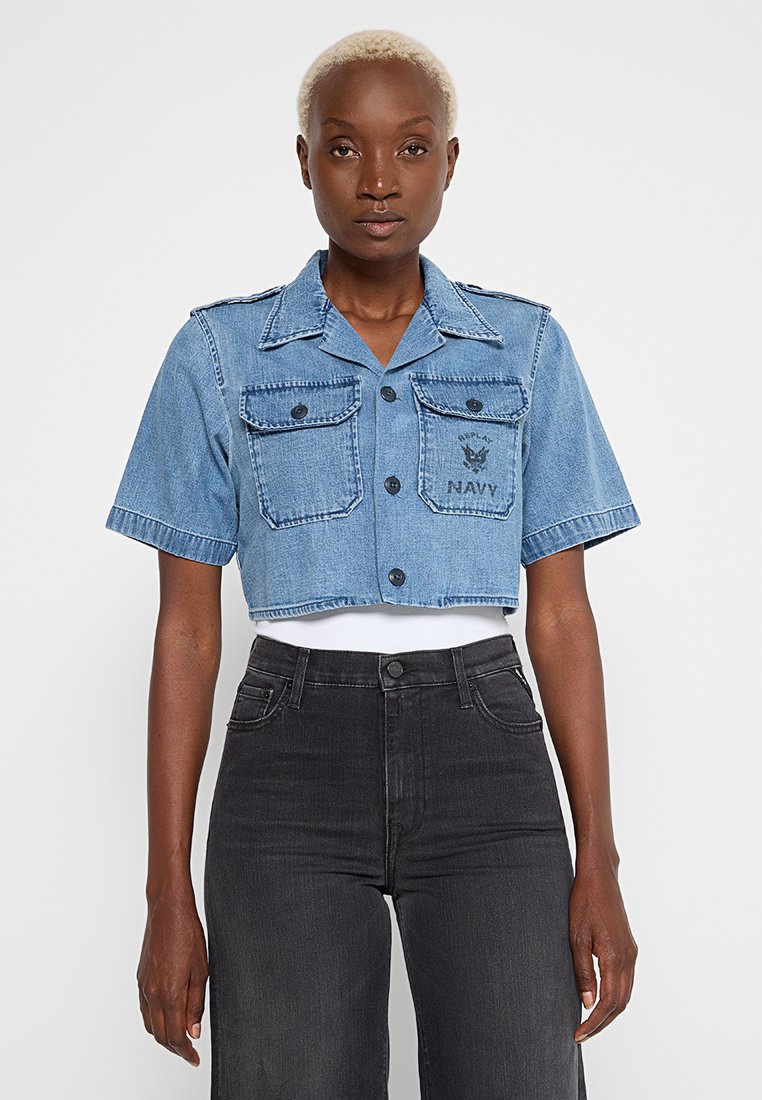 Replay Overhemdblouse lichtblauw