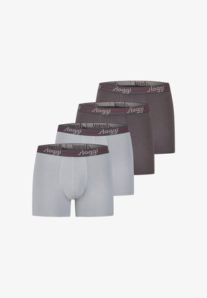 Boxershorts in lichtgrijs en donkergrijs, met elastische taillebanden waarin het "sloggi"-logo in contrasterende kleuren is verwerkt.