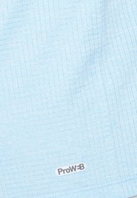Light blue fabric with a subtle grid pattern, featuring a ProW B logo. Soft texture, lightweight material, ideal for active wear.