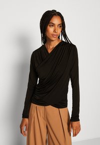 Zign Studio NAIA ™ CROSS FRONT LONGSLEEVE 
 - Μπλούζα με μακριά μανίκια - black