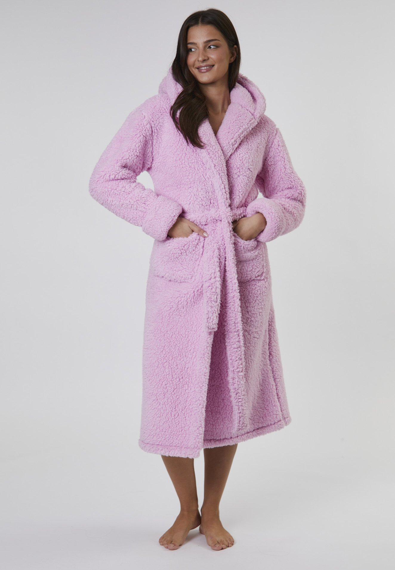 Loungeable HOODED MIDAXI CHUNKY - Dressing gown - pink - Zalando