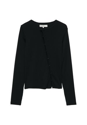 PULL&BEAR, ASYMMETRIC BUTTONED - CARDIGAN - Gilet - black