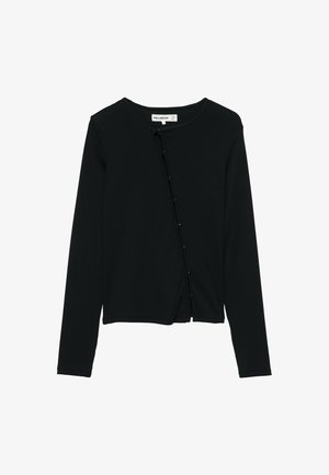 PULL&BEAR, ASYMMETRIC BUTTONED - CARDIGAN - Gilet - black