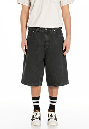 BAGGY FIT UNISEX - Lühikesed teksad - black delavé
