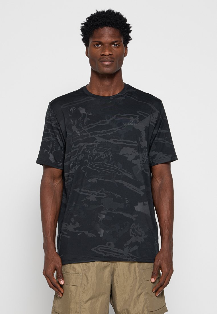 Zwart t-shirt met korte mouwen en een tonale abstracte print, ronde hals, lichtgewicht stof en een relaxte pasvorm. Geschikt voor casual wear.