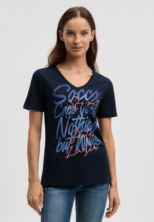 MIT V-AUSSCHNITT UND PRINT - T-Shirt print - blue navy