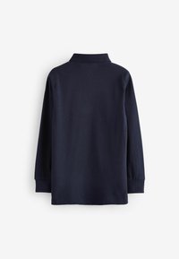Navy blauwe longsleeve polo shirt van katoen. Bevat een klassieke kraag en ribgebreide manchetten; gladde textuur zonder zichtbare patronen of accenten.