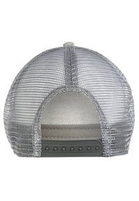 Gorra de béisbol de malla gris con una carcasa dura y cierre de presión ajustable. El interior cuenta con un forro suave para mayor comodidad.