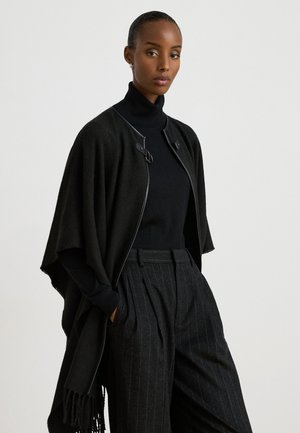 Lauren Ralph Lauren, BUCKLE-TRIM HERRINGBONE RUANA - Пелерина - black