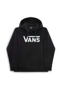 Felpa nera con cappuccio in tessuto morbido, con grande logo bianco "VANS" sul davanti, coulisse e tasca a marsupio frontale.