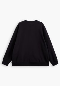 Zwarte sweatshirt met een losse pasvorm, lange mouwen, ronde hals en geribbelde boorden. Gladde textuur zonder zichtbare patronen of accenten.