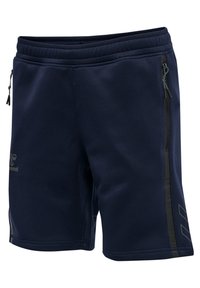 Herrnavy träningsshorts med elastisk midja, sidofickor och kontrasterande svarta detaljer. Tillverkade av ett mjukt, fukttransporterande material.