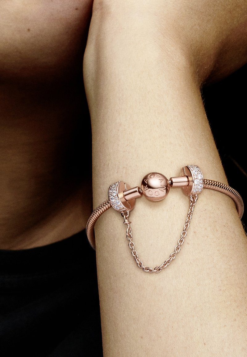 Pandora PAVÉ SAFETY CHAIN - Charm - rose gold plated 