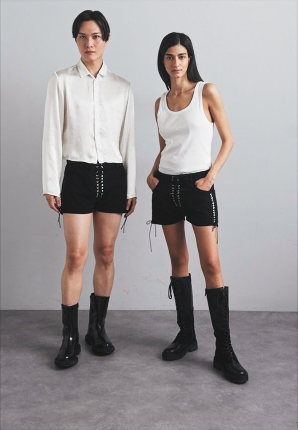 DOUBLE LACED UP UNISEX - Denim shorts3