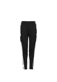 Schwarze Jogginghosen aus weichem Stoff, mit geradem Schnitt, elastischem Bund und weißen Seitestreifen für einen Kontrast.