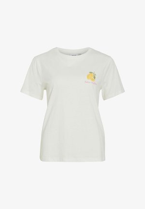 VILA, Short-Sleeved VISYBILLA Round neck - Nyomott mintás póló - snow white