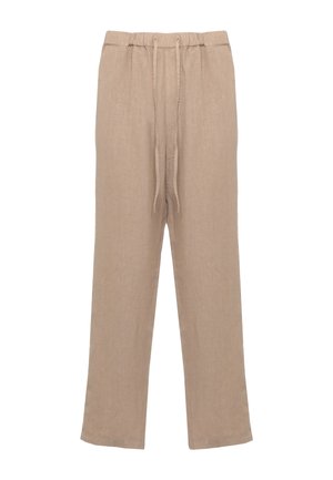 Pantaloni beige dal taglio comodo con vita elasticizzata e coulisse, gamba dritta, realizzati in tessuto leggero.