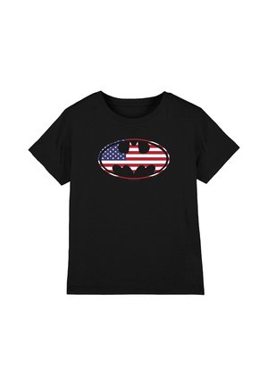 Cotton Soul, BATMAN AMERICAN FLAG OVAL UNISEX - Print T-shirt - black