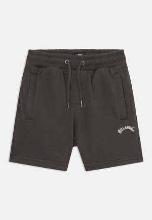 Tmavě šedé bavlněné kraťasy s elastickým pasem, tkaničkou, bočními kapsami a vyšívaným logem "Billabong" v off-white.