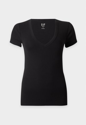 GAP, V NECK - Βασικό μπλουζάκι - black