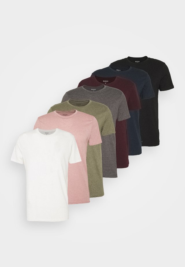 SHORT SLEEVE CREW 7 PACK  - T-shirt basique - black/white/charcoal/navy/burgundy/dusty olive