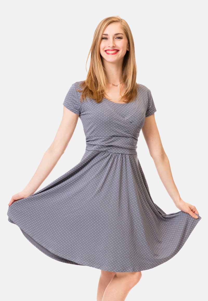 Damen Freizeitkleider | GoFuture with LOVE Freizeitkleid grau mit weißen punkten/grau - IU76447 Damen Freizeitkleider | GoFuture with LOVE Freizeitkleid grau mit weißen punkten/grau - IU76447