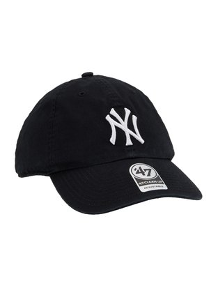 Ace de baseball din bumbac negru, cu logo-ul alb brodat 'NY', curea ajustabilă și vizor pre-curbat pentru confort.