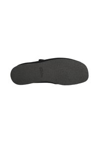 Suela de zapato negra con una superficie texturizada, que presenta un contorno suave y un logo en relieve. Material duradero y forma contorneada para mayor comodidad.