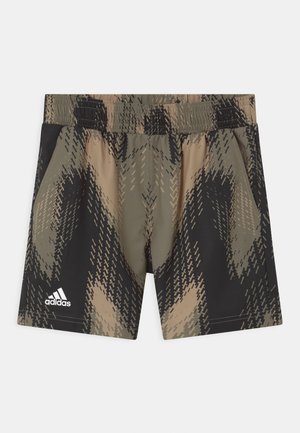 PRINTED - Pantalón corto de deporte - beige/black/focus olive