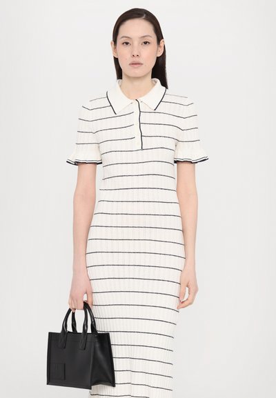 sandro ROBE MIDI COL POLO FINITIONS FRILL - Rochie de zi - ecru