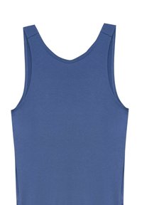 Niebieski bezrękawnik z okrągłym dekoltem, płaskimi szwami i prostym, minimalistycznym wzorem. Idealny do codziennych stylizacji.