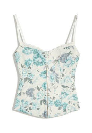 Bershka, FLORAL CORSET - STRAPPY TOP - Débardeur - dark blue